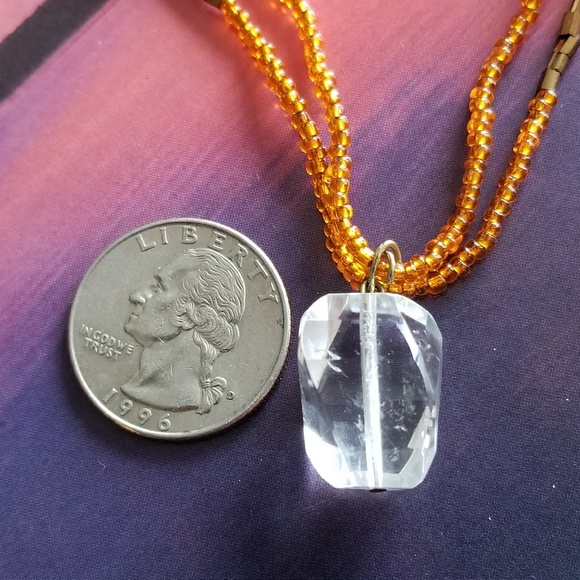 Relisted - Handmade quartz bead necklace orange brown gold - Picture 5 of 6